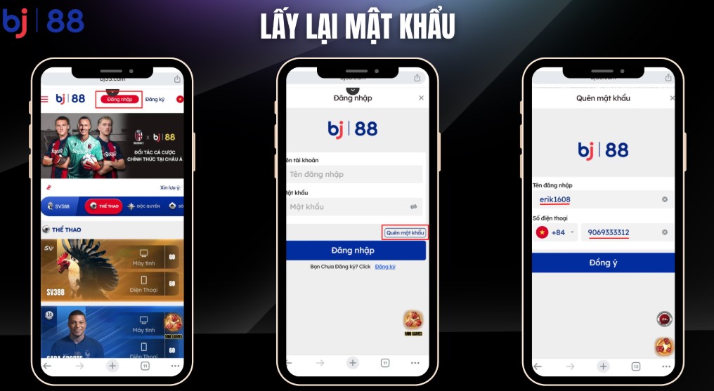 Lấy Lại Mật Khẩu BJ88